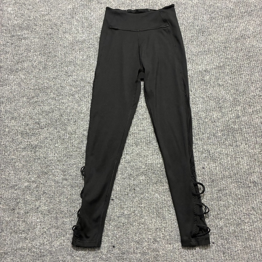 Victoria's Secret Leggings Womens Size 2 Black Pull On Criss-Cross Ankle Yoga